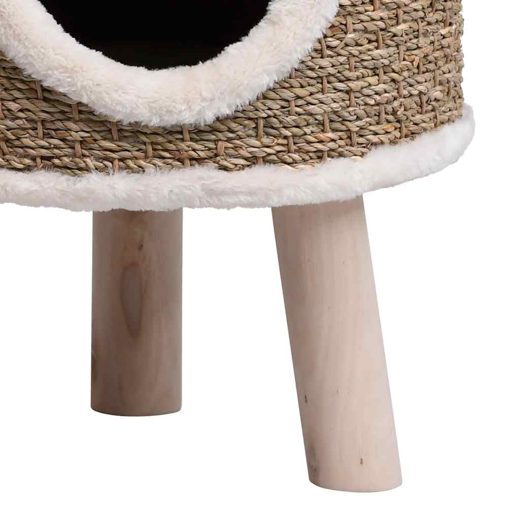Cat House With Wooden Legs 41 Cm Seagrass