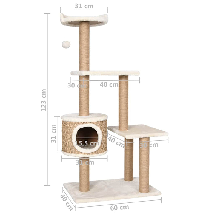 Cat Tree With Scratching Post 123Cm Seagrass