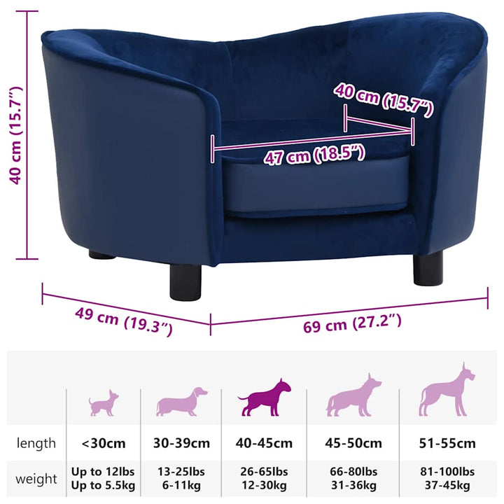 Dog Sofa 69X49X40 Cm Plush And Faux Leather
