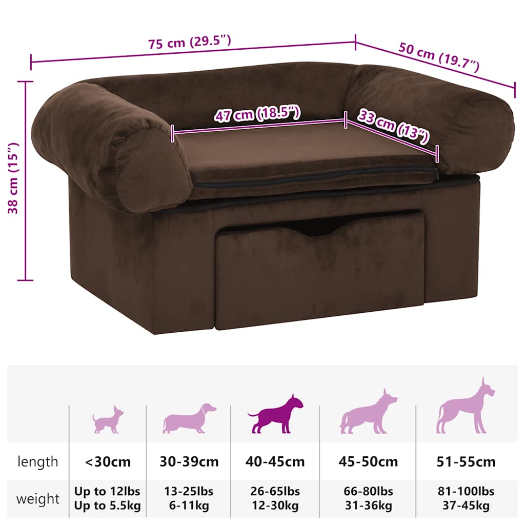 Dog Sofa With Drawer 75X50X38 Cm Plush