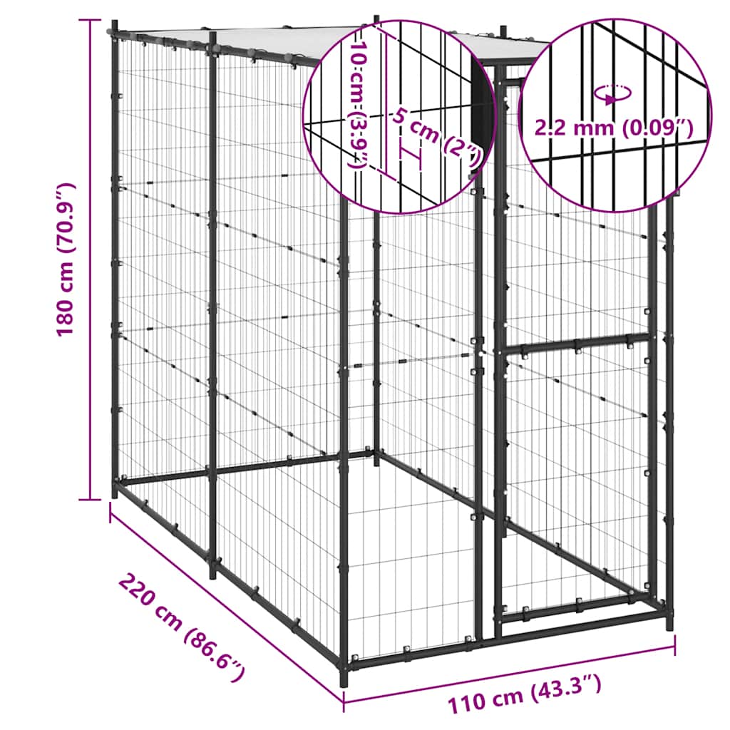 Outdoor Dog Kennel Steel With Roof
