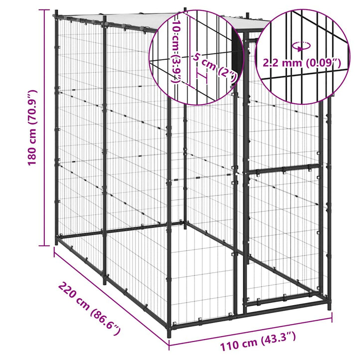 Outdoor Dog Kennel Steel With Roof