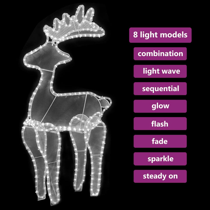 Reindeer Christmas Decoration With Mesh 306 Leds 60X24X89Cm