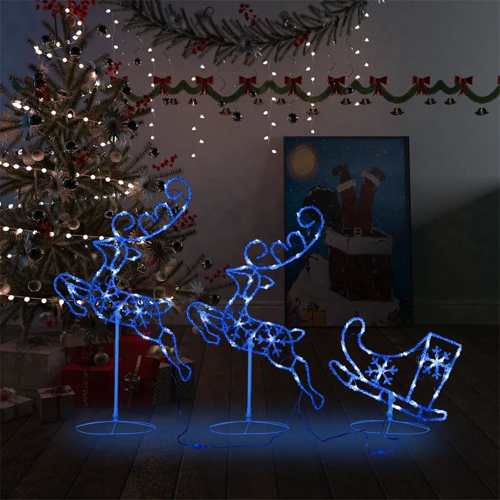 Acrylic Christmas Flying Reindeer&Sleigh 260X21X87Cm Colourful
