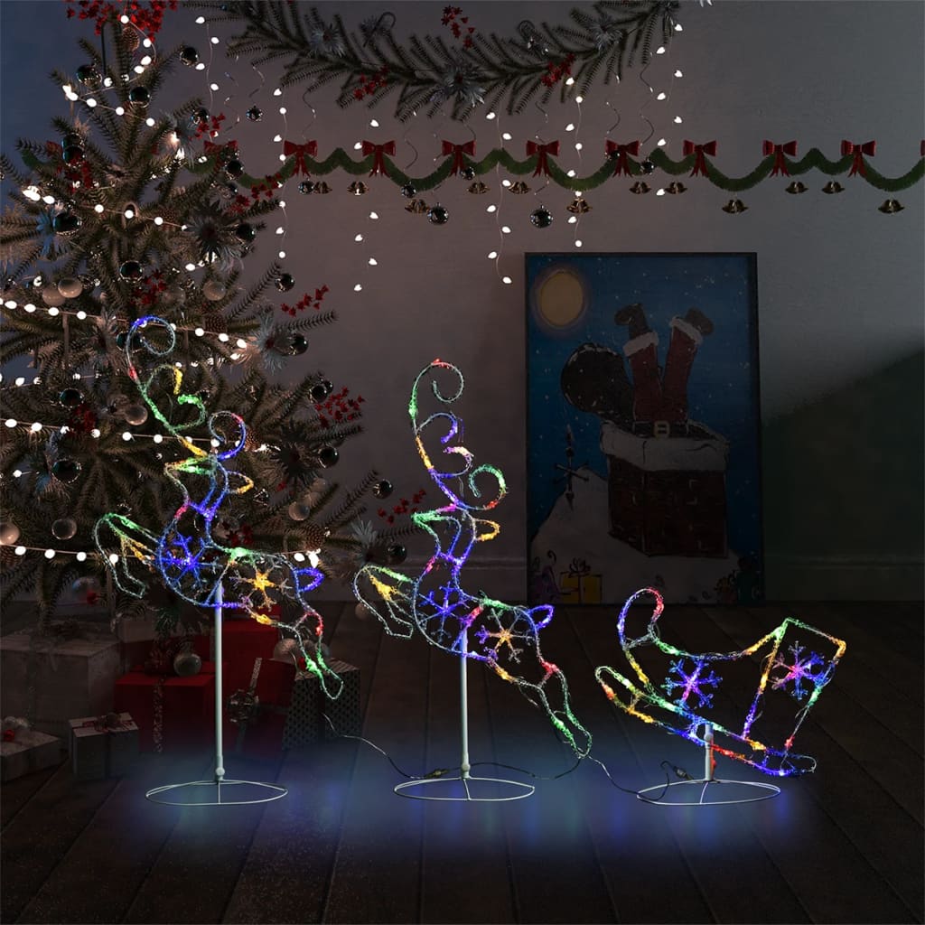 Acrylic Christmas Flying Reindeer&Sleigh 260X21X87Cm Colourful