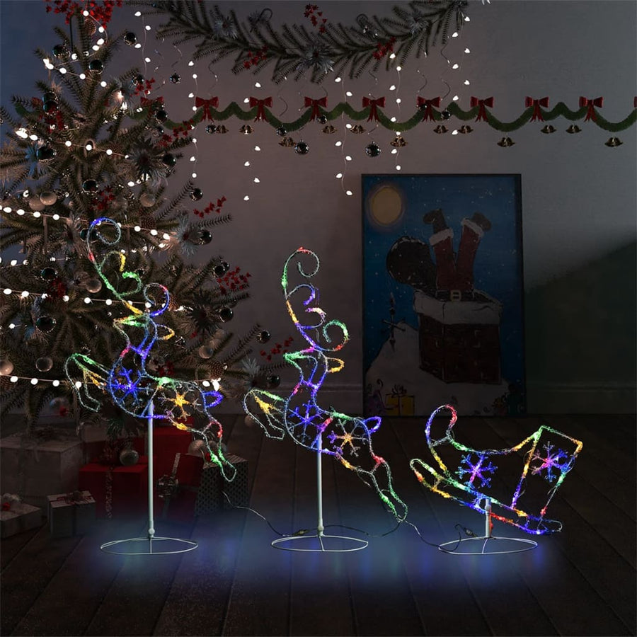 Acrylic Christmas Flying Reindeer&Sleigh 260X21X87Cm Colourful