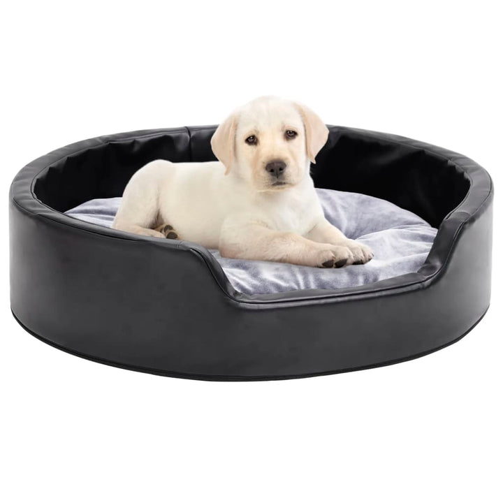 Dog Bed Black And Plush And Faux Leather
