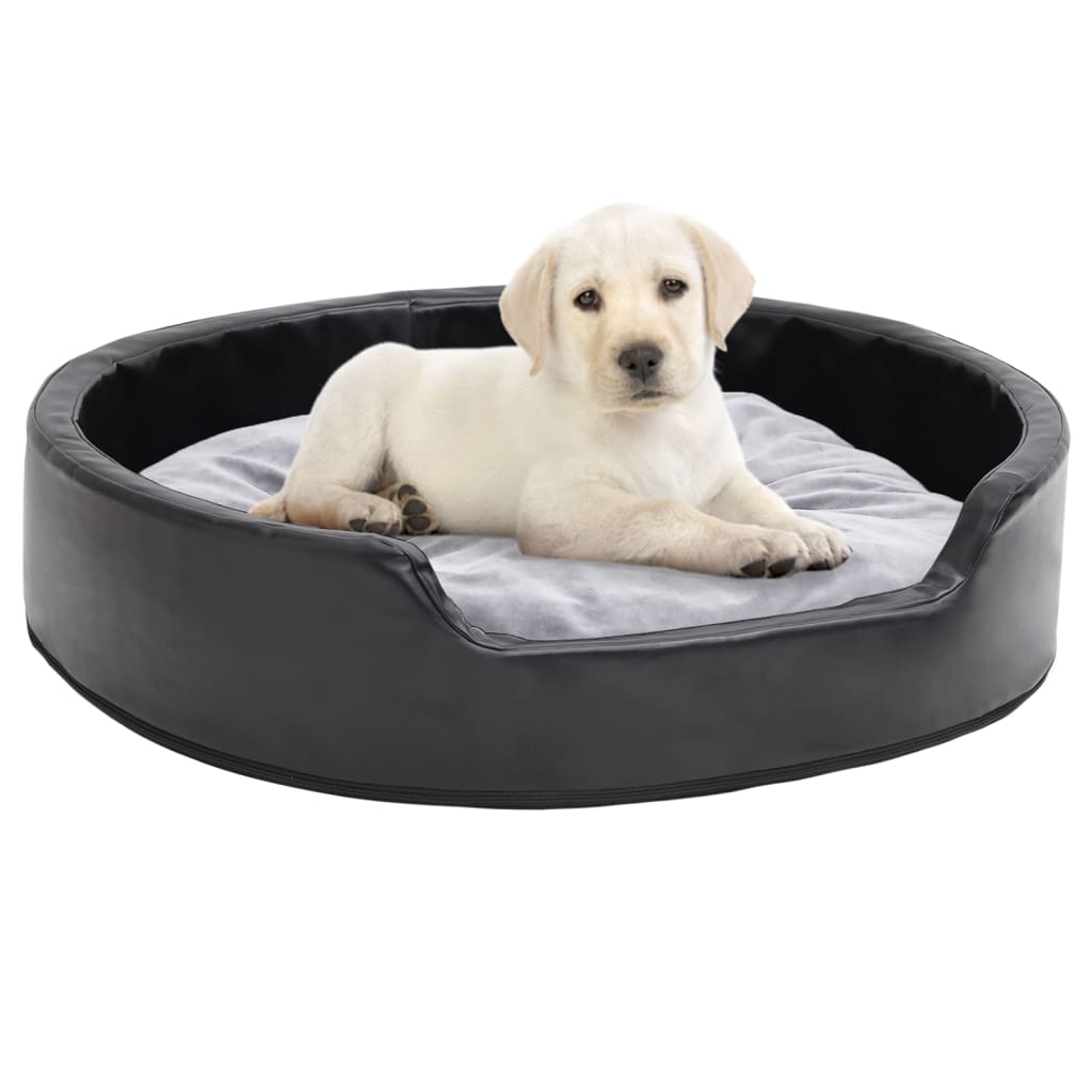 Dog Bed Black And Plush And Faux Leather