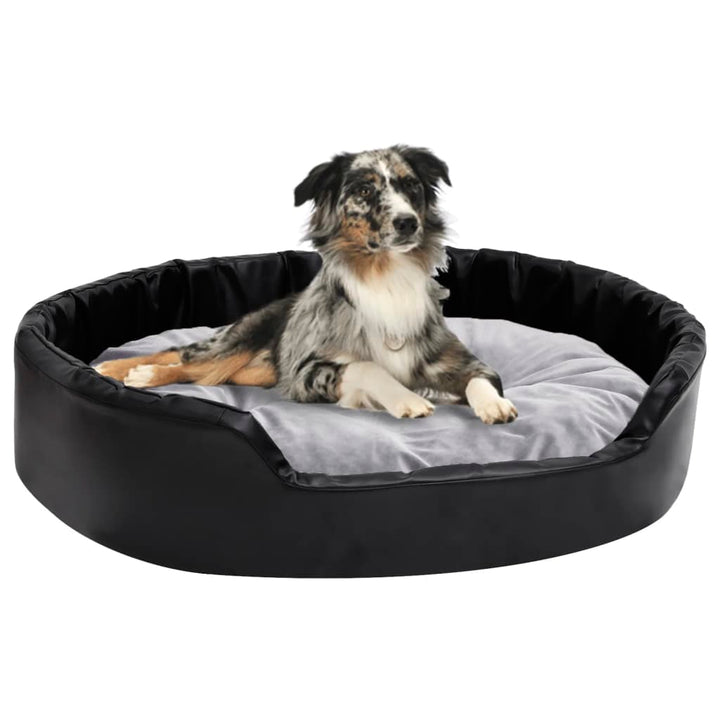 Dog Bed Black And Plush And Faux Leather