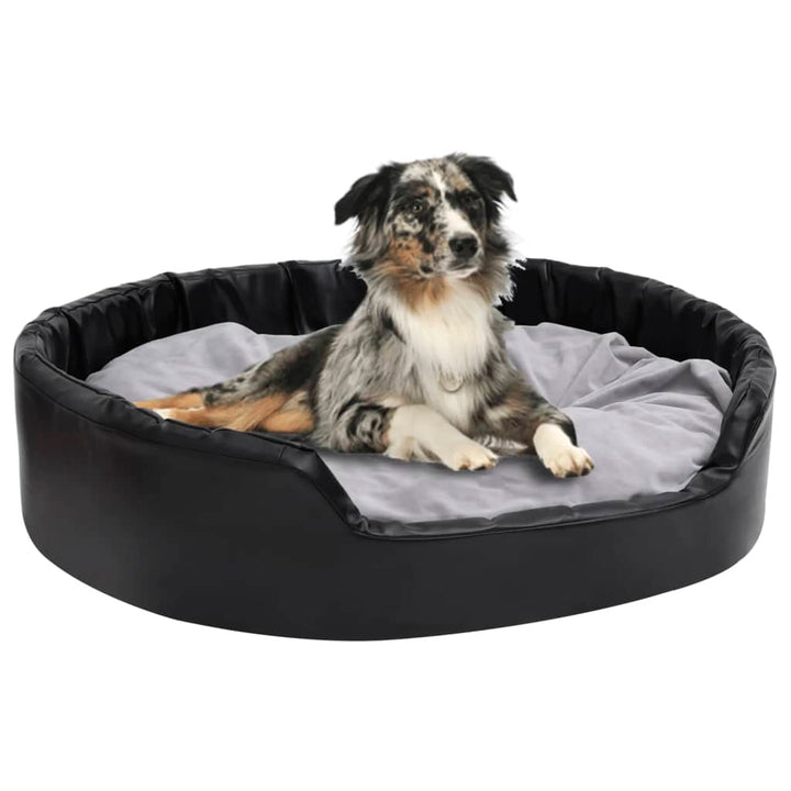 Dog Bed Black And Plush And Faux Leather