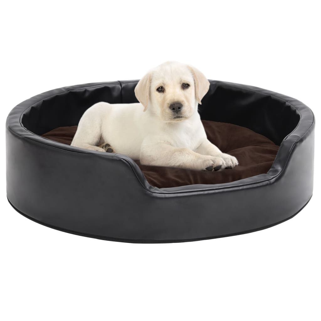 Dog Bed Black And Plush And Faux Leather