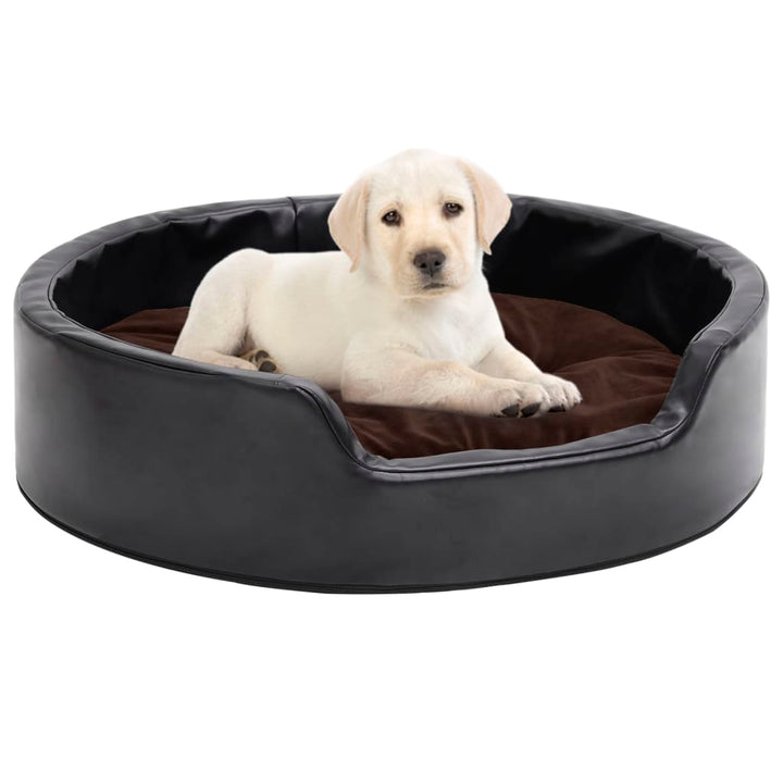 Dog Bed Black And Plush And Faux Leather