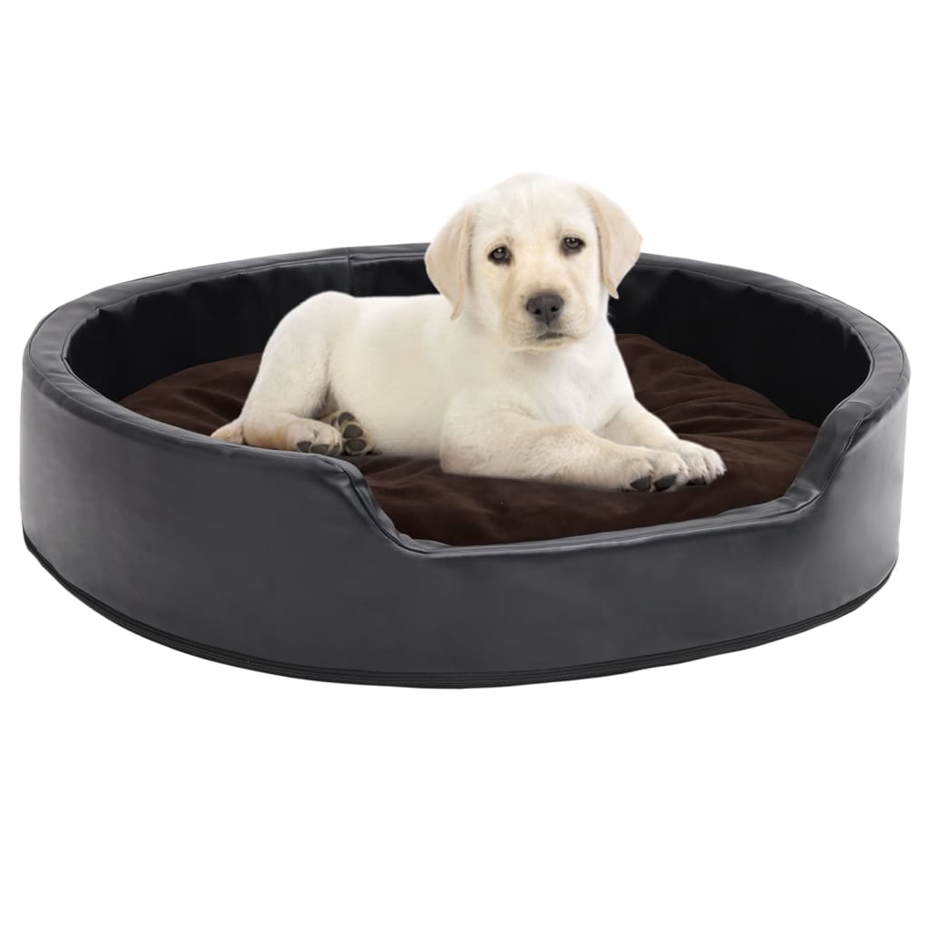 Dog Bed Black And Plush And Faux Leather