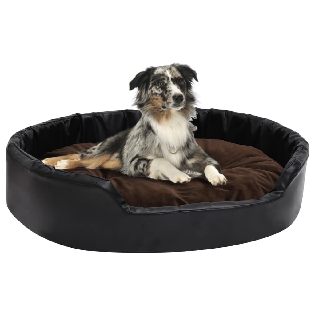 Dog Bed Black And Plush And Faux Leather
