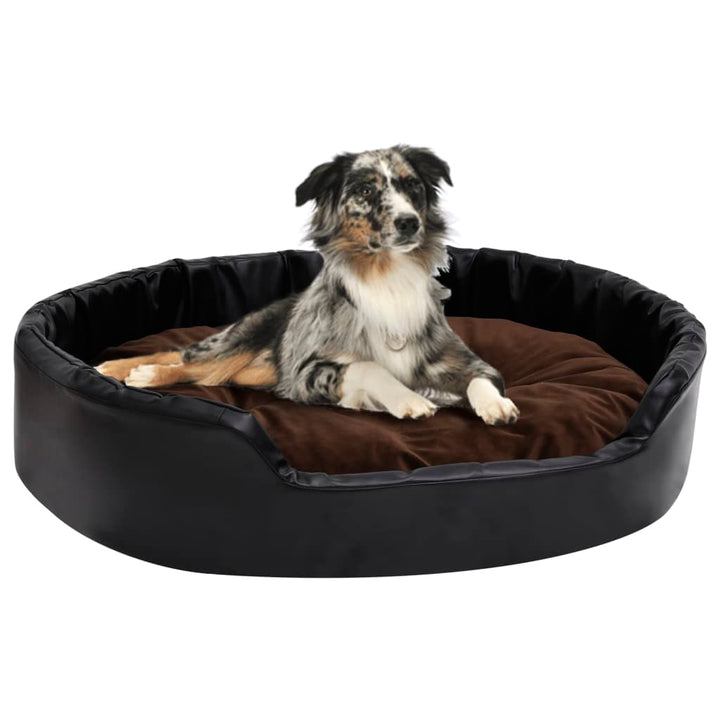 Dog Bed Black And Plush And Faux Leather