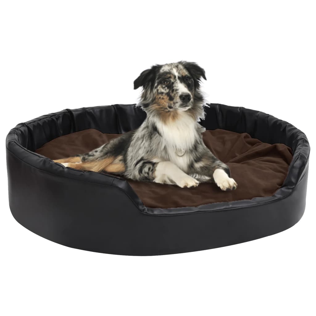 Dog Bed Black And Plush And Faux Leather