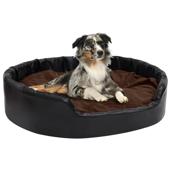 Dog Bed Black And Plush And Faux Leather