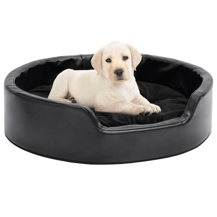 Dog Bed Black And Plush And Faux Leather