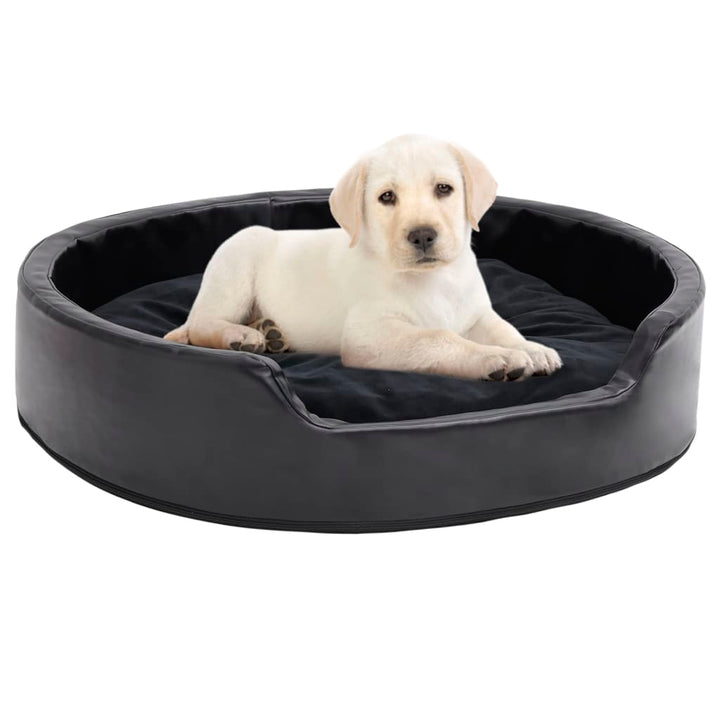 Dog Bed Black And Plush And Faux Leather