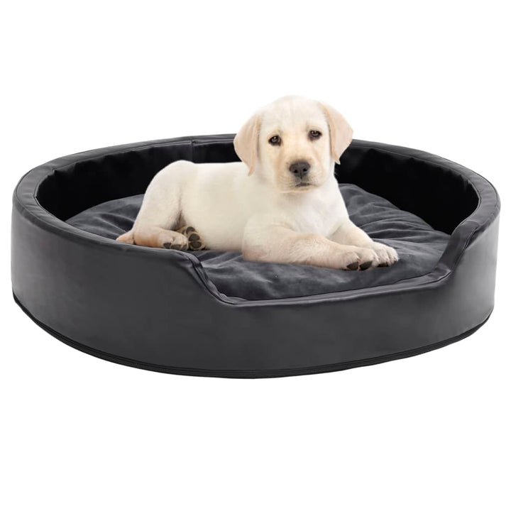 Dog Bed Black And Plush And Faux Leather