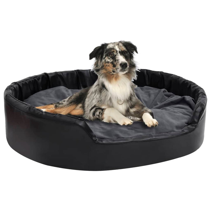 Dog Bed Black And Plush And Faux Leather