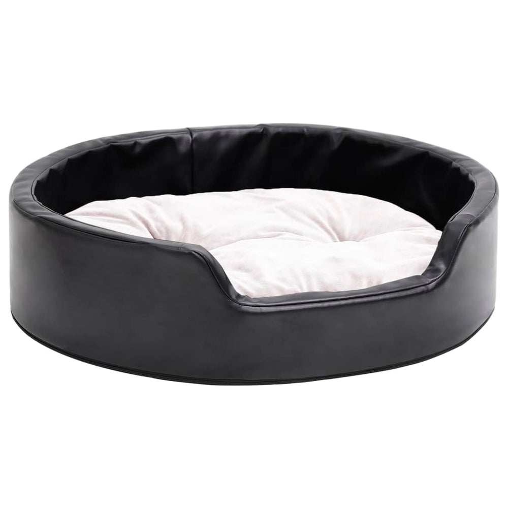 Dog Bed Black And Plush And Faux Leather
