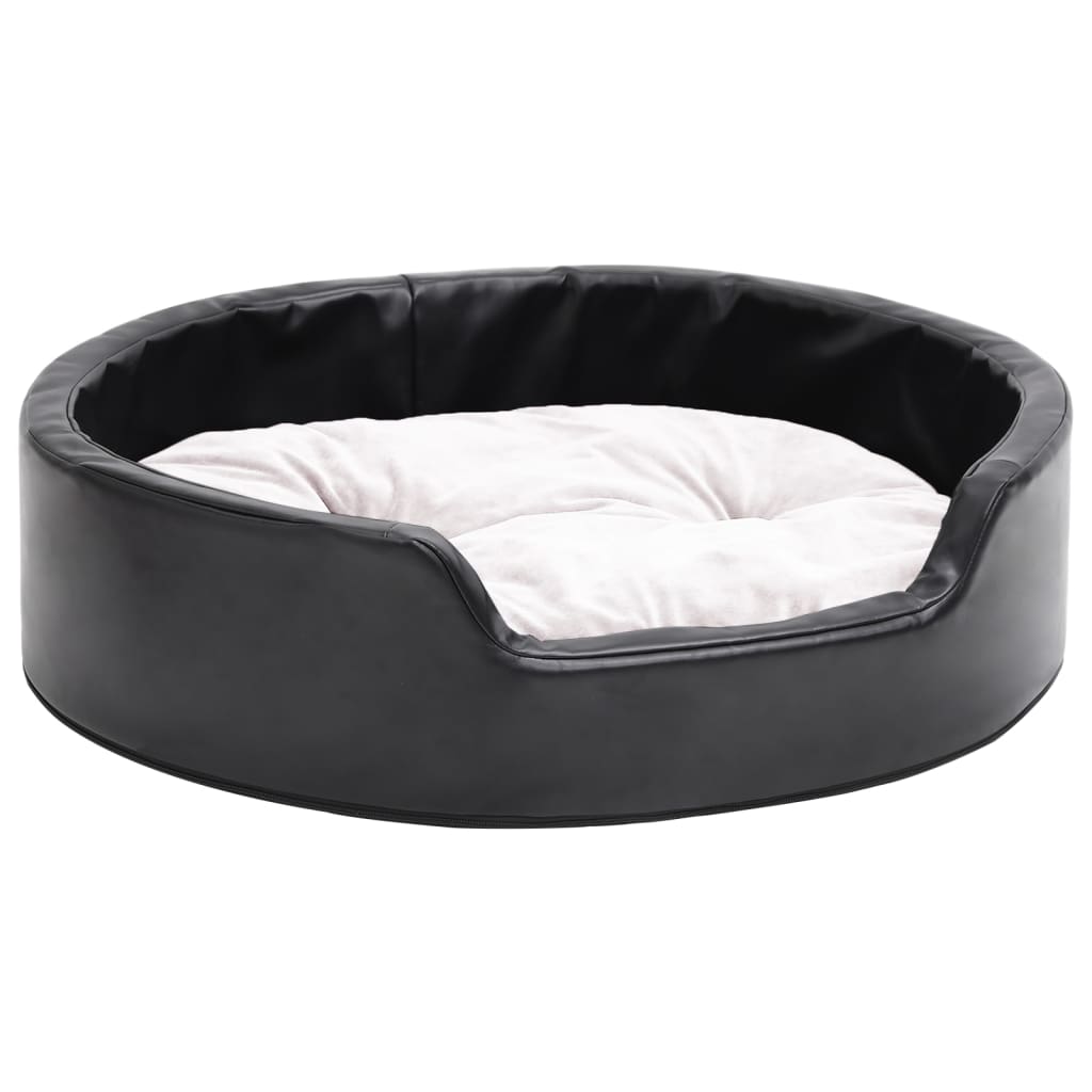 Dog Bed Black And Plush And Faux Leather