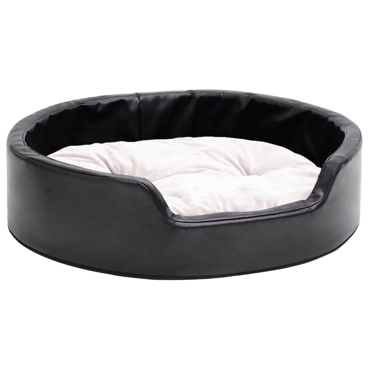 Dog Bed Black And Plush And Faux Leather