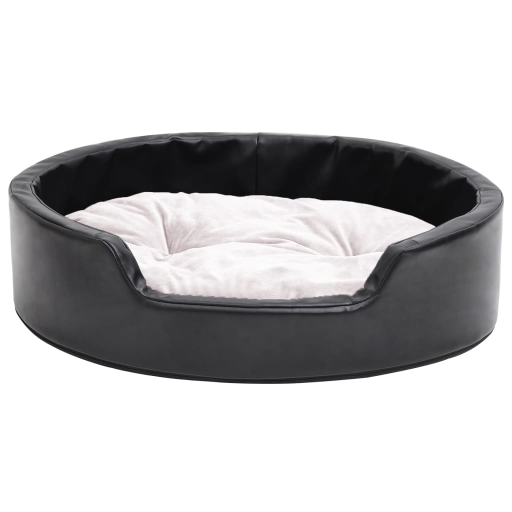 Dog Bed Black And Plush And Faux Leather