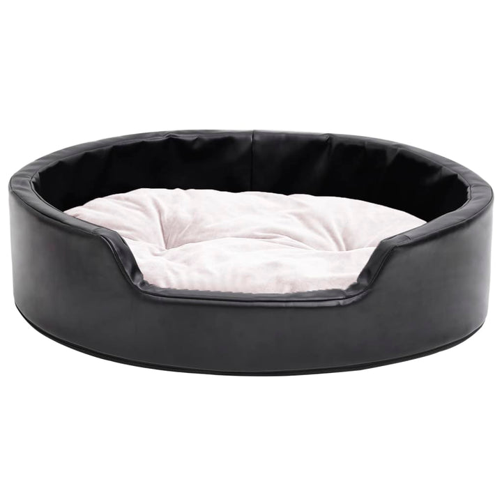 Dog Bed Black And Plush And Faux Leather
