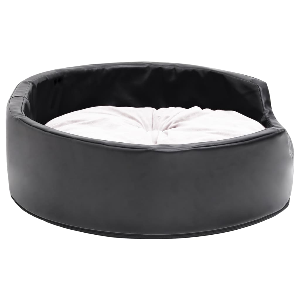Dog Bed Black And Plush And Faux Leather