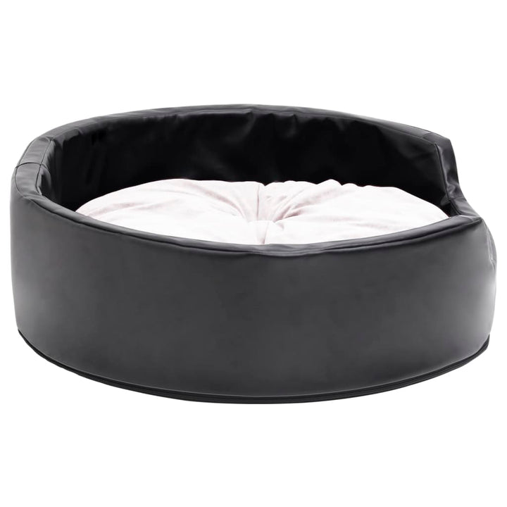 Dog Bed Black And Plush And Faux Leather