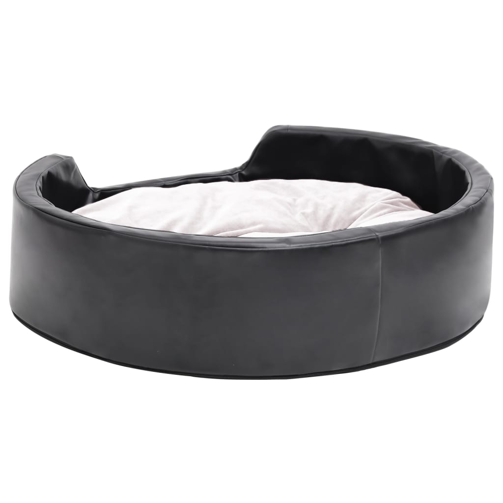 Dog Bed Black And Plush And Faux Leather