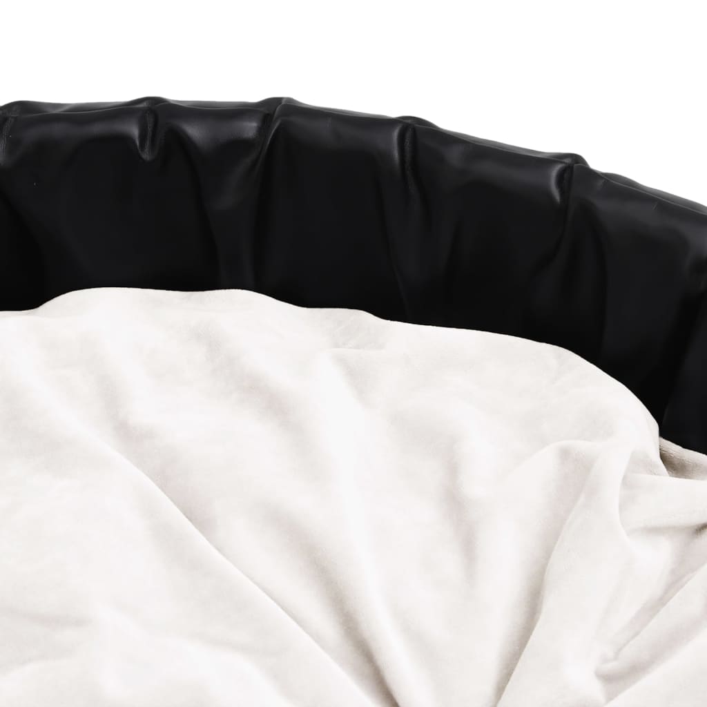 Dog Bed Black And Plush And Faux Leather