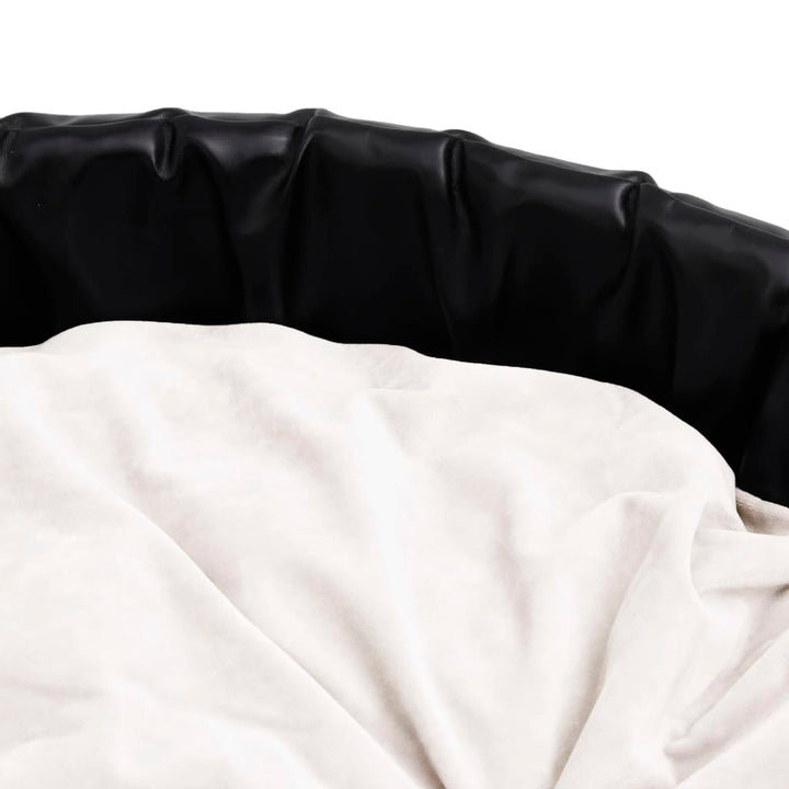 Dog Bed Black And Plush And Faux Leather