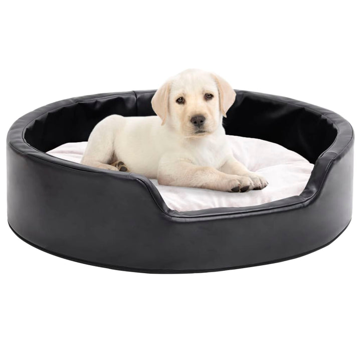 Dog Bed Black And Plush And Faux Leather