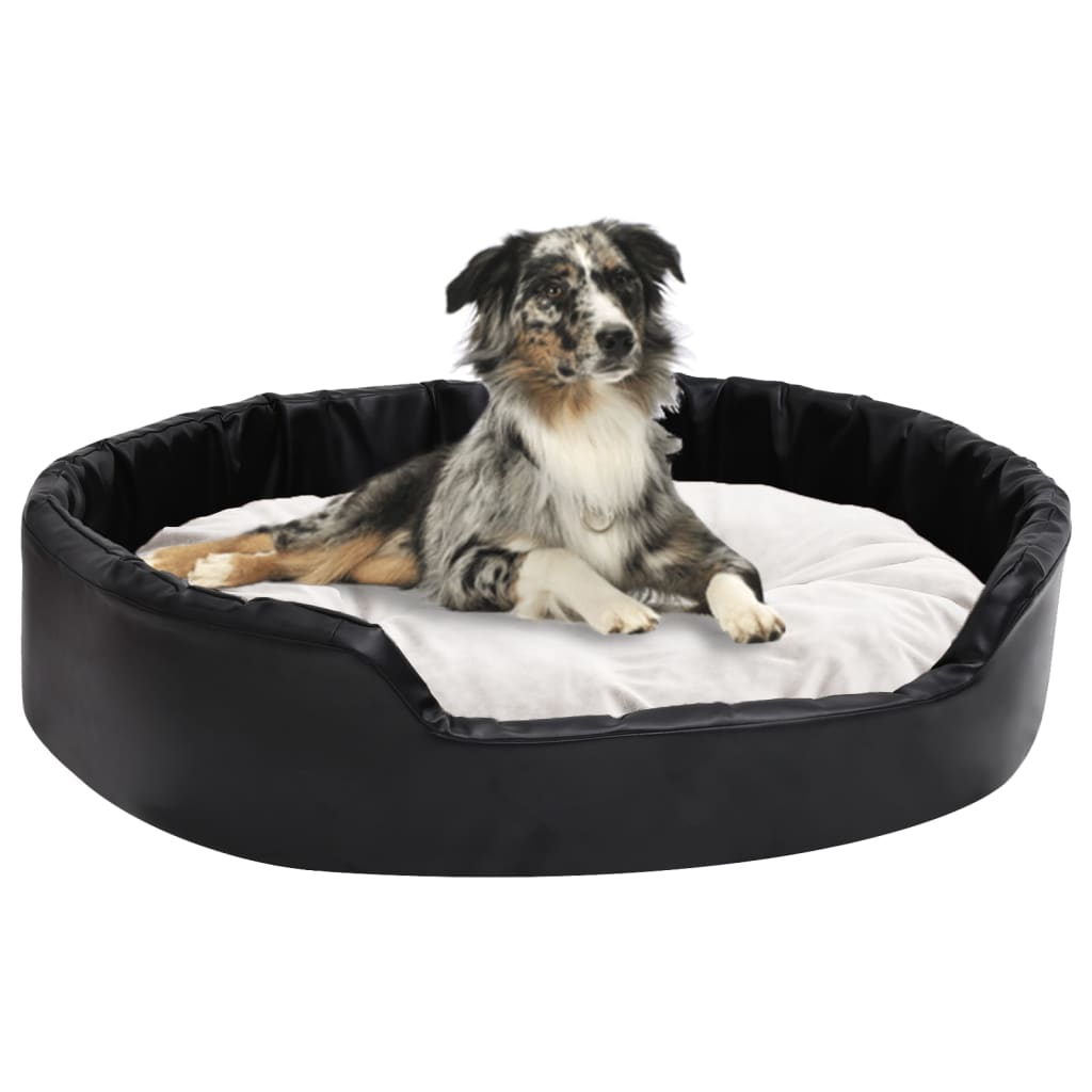 Dog Bed Black And Plush And Faux Leather