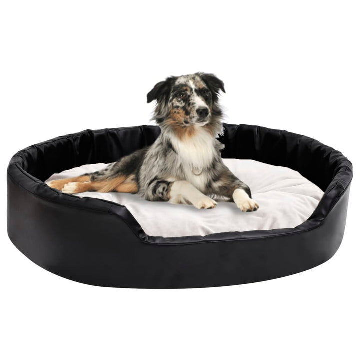 Dog Bed Black And Plush And Faux Leather
