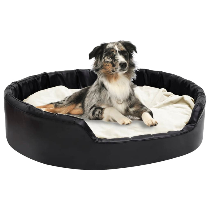 Dog Bed Black And Plush And Faux Leather