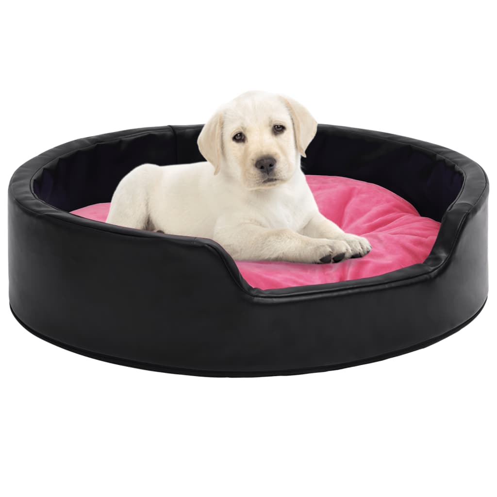 Dog Bed Black And Plush And Faux Leather