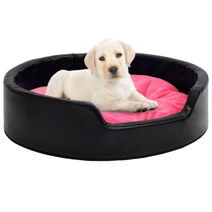 Dog Bed Black And Plush And Faux Leather