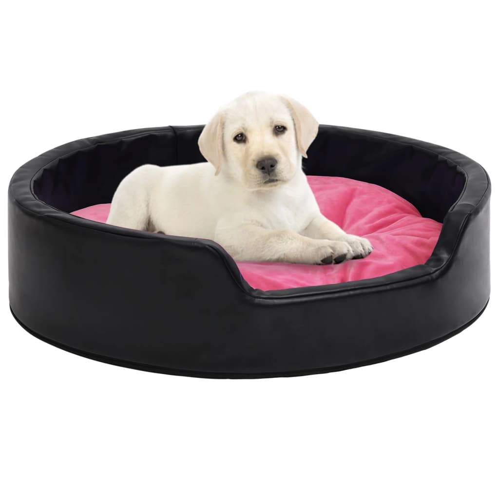 Dog Bed Black And Plush And Faux Leather