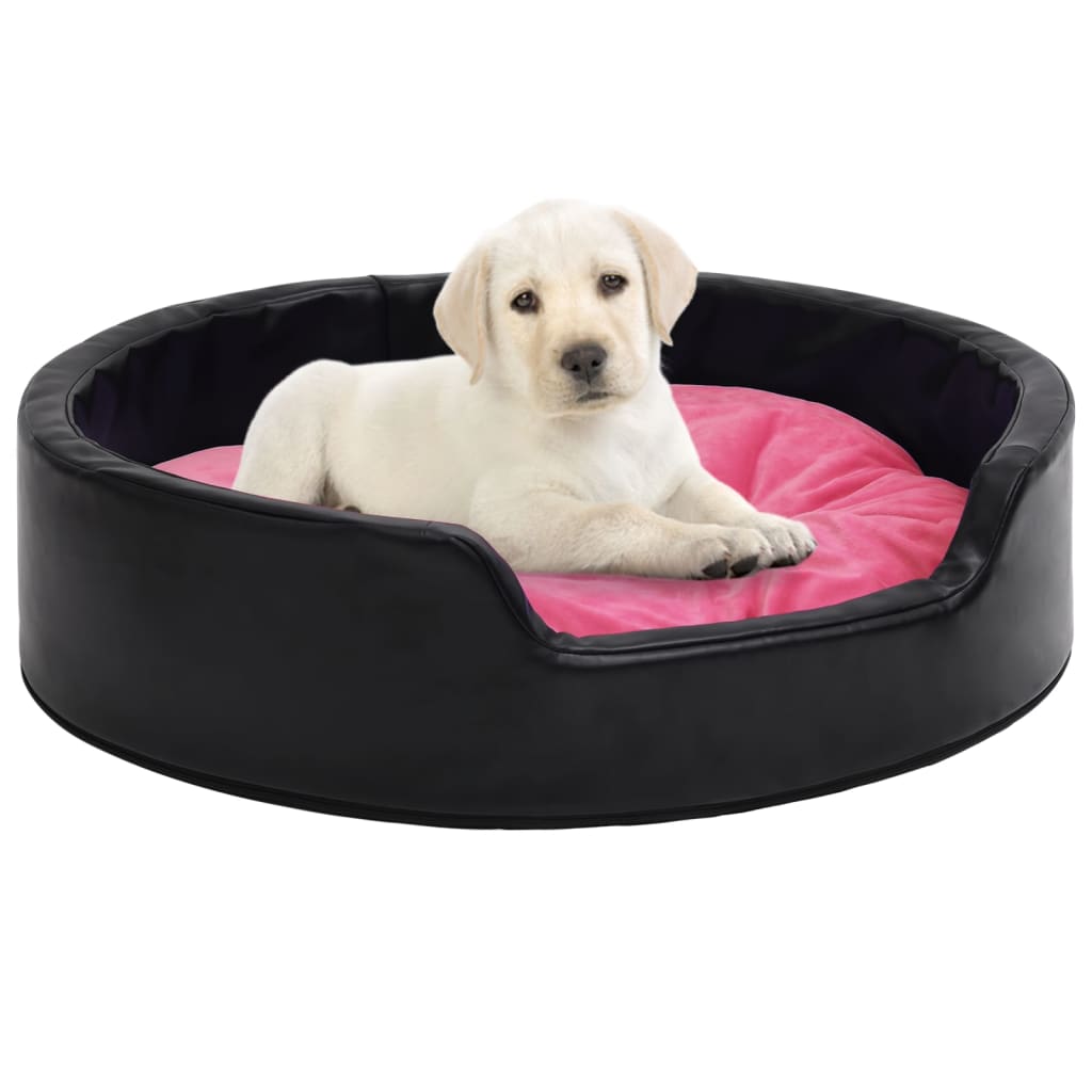 Dog Bed Black And Plush And Faux Leather