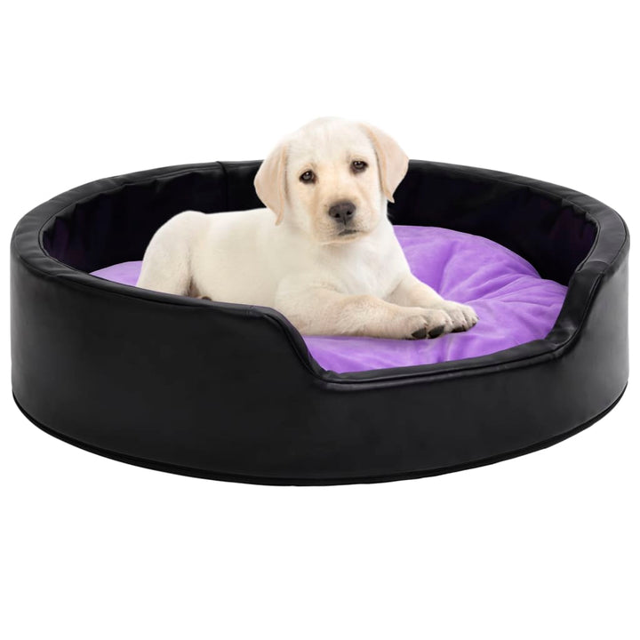 Dog Bed Black And Plush And Faux Leather