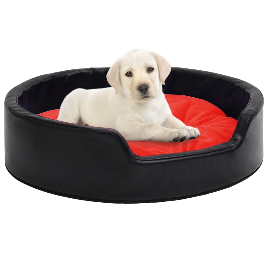 Dog Bed Black And Plush And Faux Leather