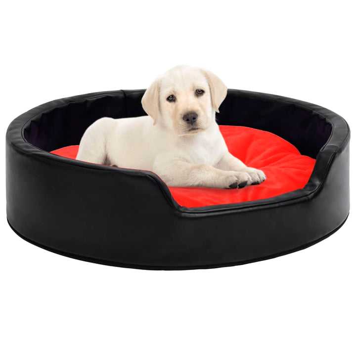 Dog Bed Black And Plush And Faux Leather