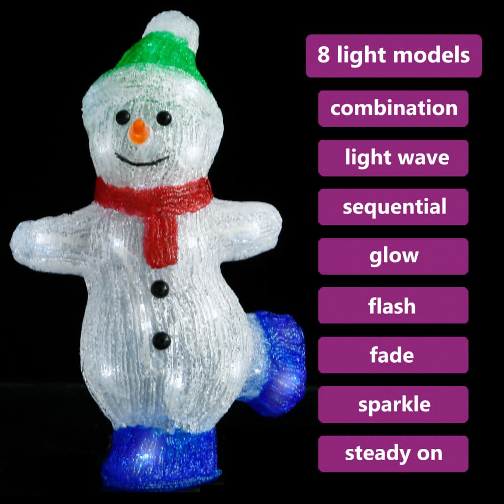 Led Christmas Acrylic Snowman Figure Indoor And Outdoor 30Cm