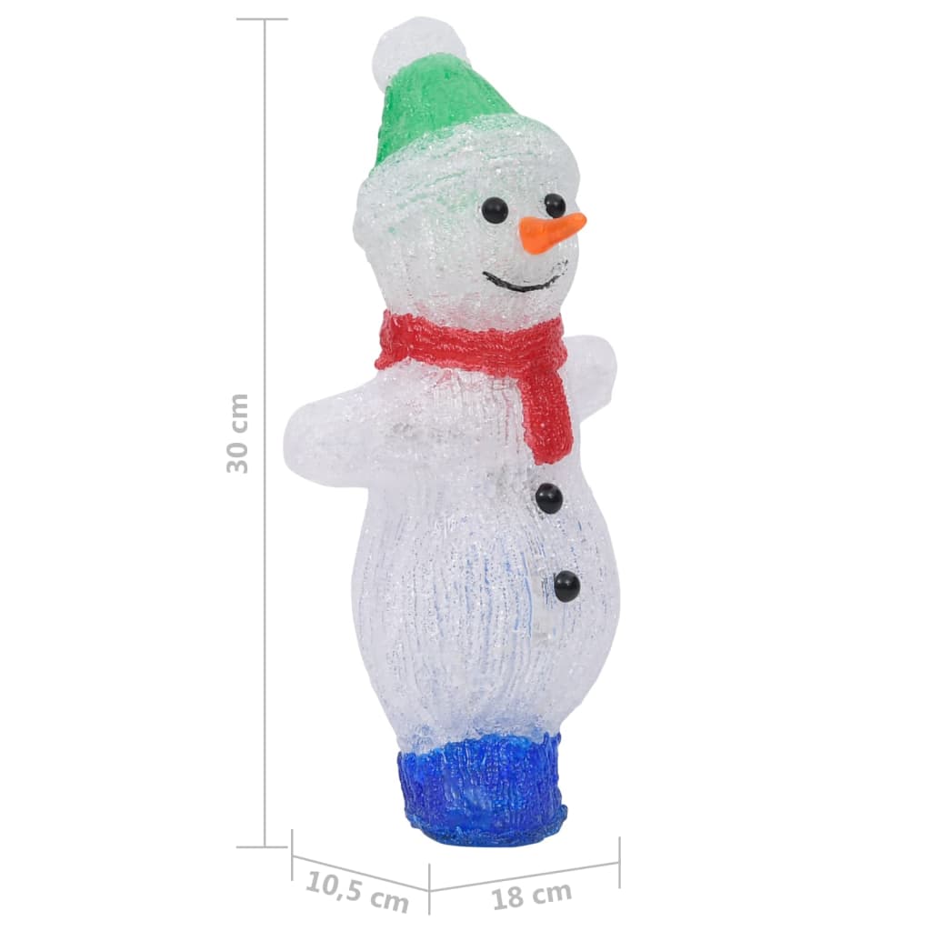 Led Christmas Acrylic Snowman Figure Indoor And Outdoor 30Cm