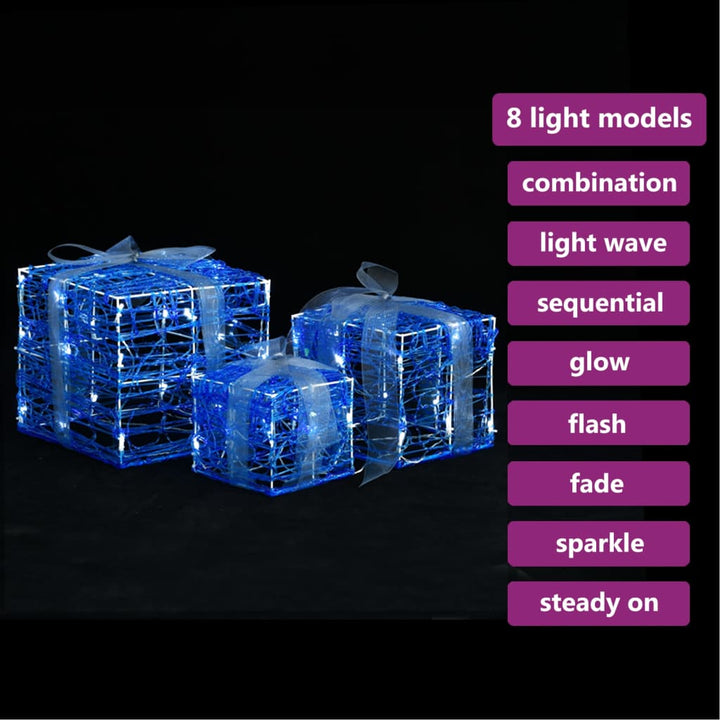 Decorative Acrylic Christmas Gift Boxes 3 Pcs Cold White