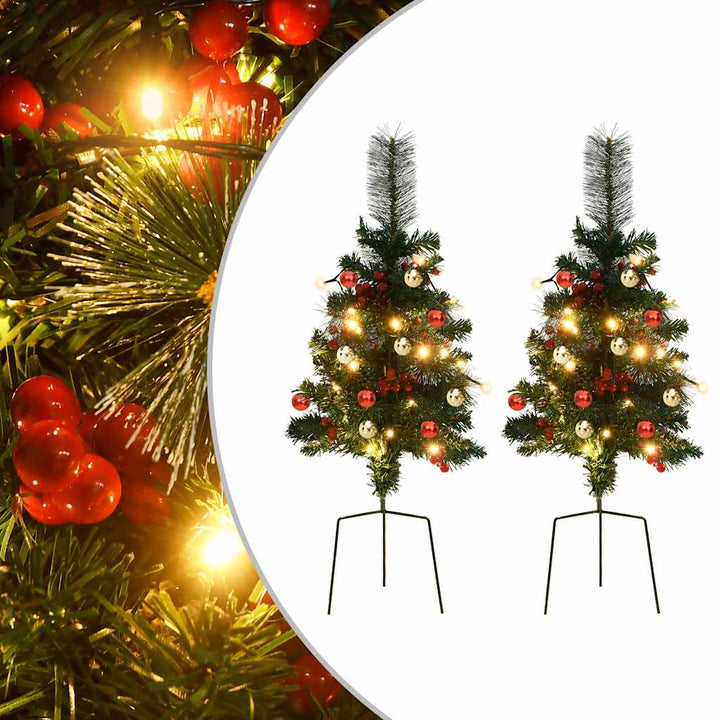 Artificial Pathway Pre-Lit Christmas Tree Green Pvc